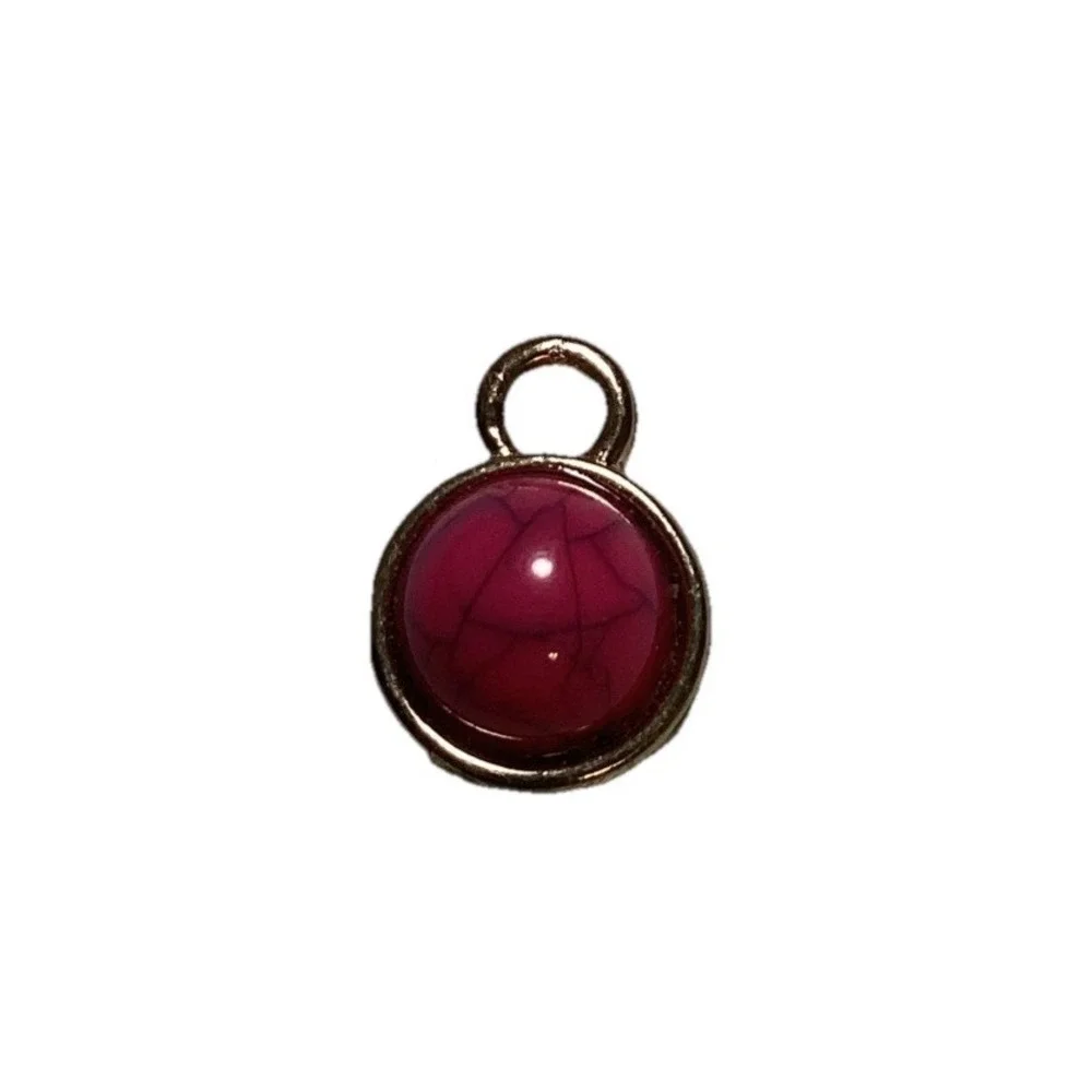 Vintage Pink Stone Pendant or Charm with Gold Tone‎ Back